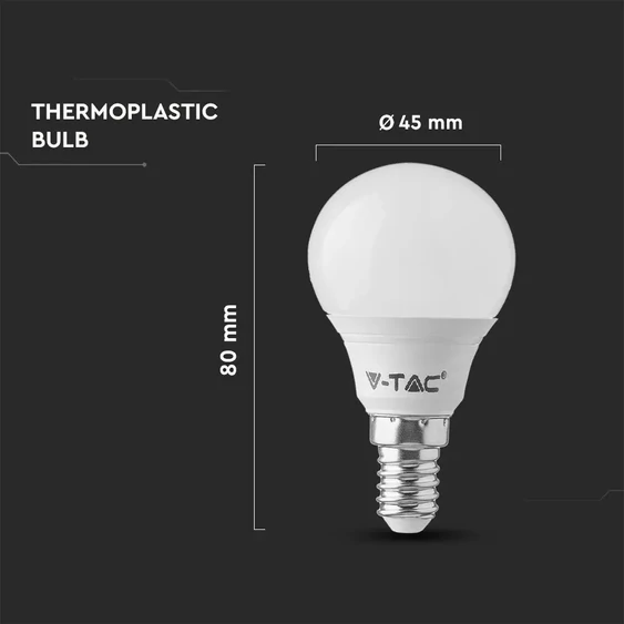 V-TAC 4.5W E14 meleg fehér P45 LED égő csomag (3 db) - SKU 217357