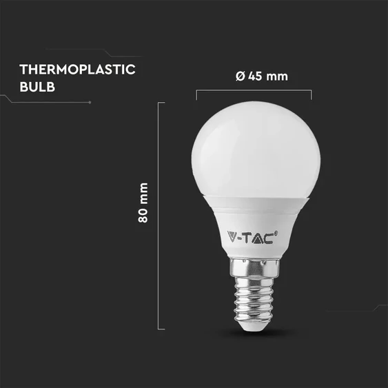 V-TAC 4.5W E14 természetes fehér P45 LED égő csomag (6 db) - SKU 212734