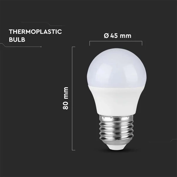 V-TAC 4.5W E27 meleg fehér G45 LED égő csomag (3 db) - SKU 217362