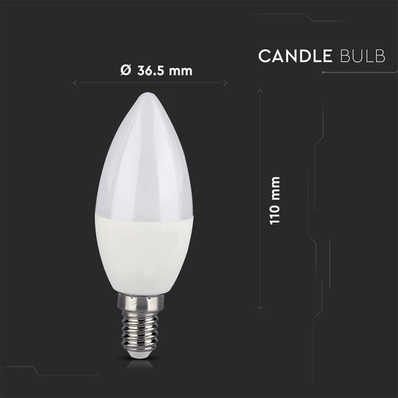 V-TAC 4.8W E14 RGB+ Természetes fehér C37 gyertya LED égő, 24 gombos távirányítóval  - SKU 2929