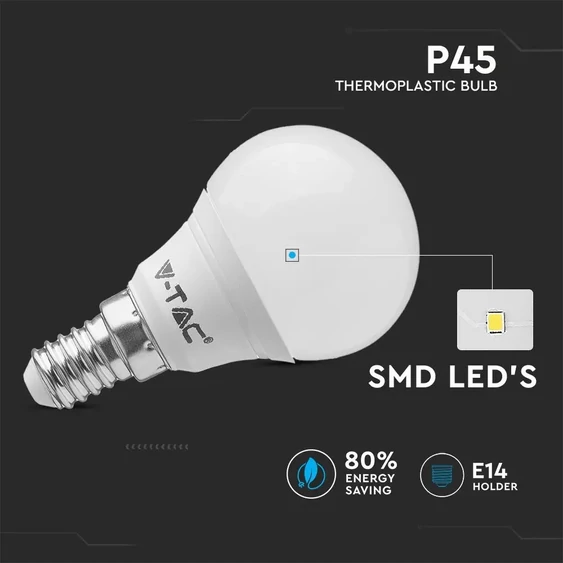 V-TAC 4W E14 hideg fehér LED - SKU 4124