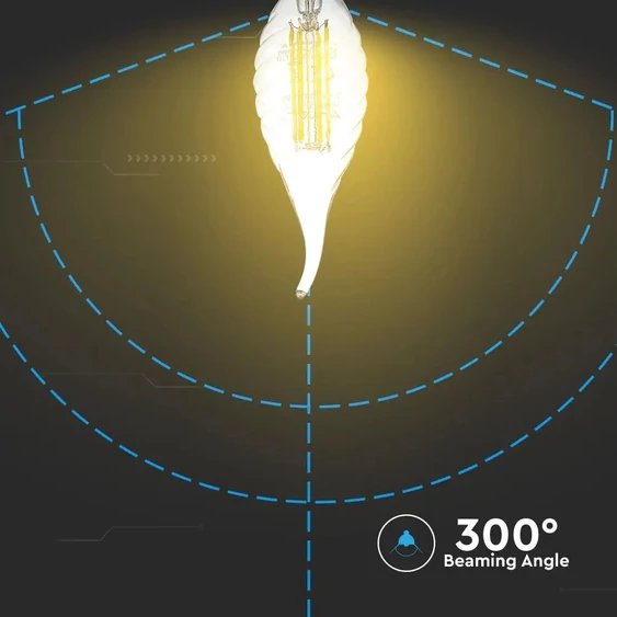 V-TAC 4W E14 meleg fehér filament LED csavart gyertyaláng égő - SKU 4308