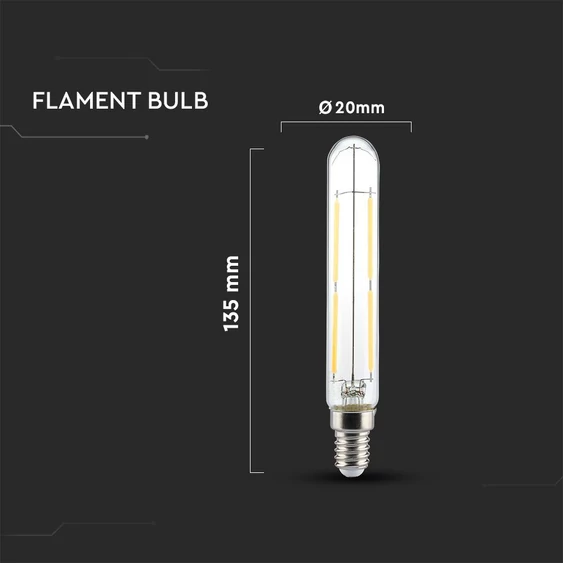 V-TAC 4W E14 meleg fehér filament T20 LED égő - SKU 212701