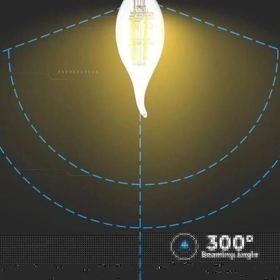 V-TAC 4W E14 meleg fehér filament LED gyertyaláng égő - SKU 4302