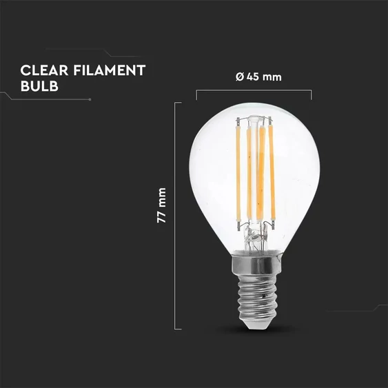 LED Bulb - 4W Filament  E14 P45 4500K