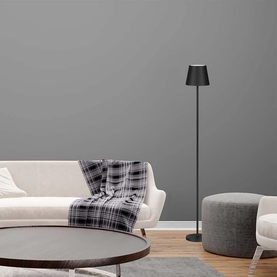 Black LED stand lamp with battery, 4W, 3000K, touch dimming