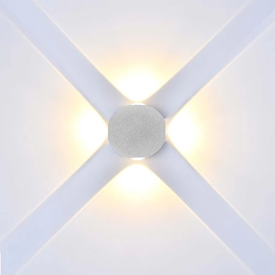 V-TAC mini 4W kültéri fali COB LED lámpa, 4 irányú kerek, fehér ház, természetes fehér - SKU 10591