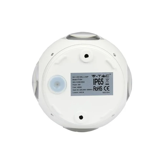 4W LED Wall Light White Body Round 3000K IP65