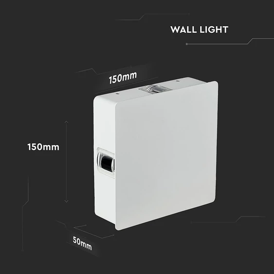 V-TAC 4W kültéri, fehér, szögletes fali LED lámpa természetes fehér, 105 Lm/W - SKU 218210