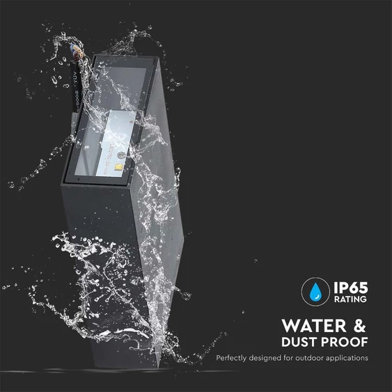 V-TAC 4W kültéri fekete fali LED lámpa hideg fehér, 100 Lm/W - SKU 218563