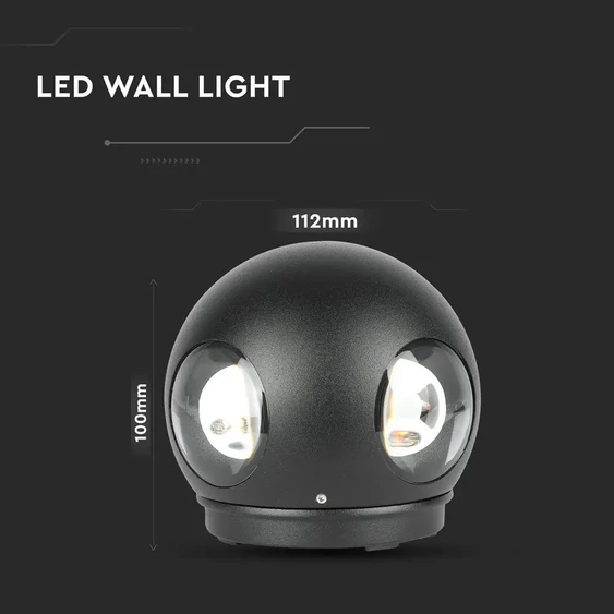 V-TAC 4W kültéri, fekete, fali LED lámpa természetes fehér - SKU 218554