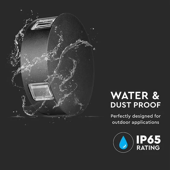 4W LED Wall Light Black Body Round 4000K IP65