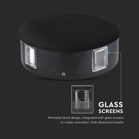 4W LED Wall Light Black Body Round 4000K IP65