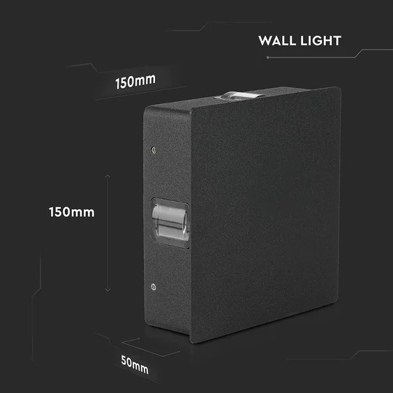 4W LED Wall Light Black Body Square 3000K IP65