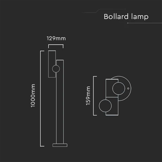 V-TAC 4W LED állólámpa állítható fejjel, 100 cm fehér házzal, meleg fehér - SKU 10476