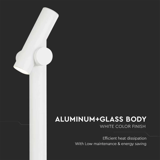 V-TAC 4W LED állólámpa állítható fejjel, 100 cm fehér házzal, meleg fehér - SKU 10476