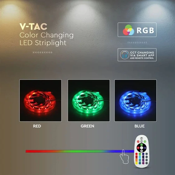 V-TAC 4W okos LED szalag szett, RGB+CCT - SKU 2628