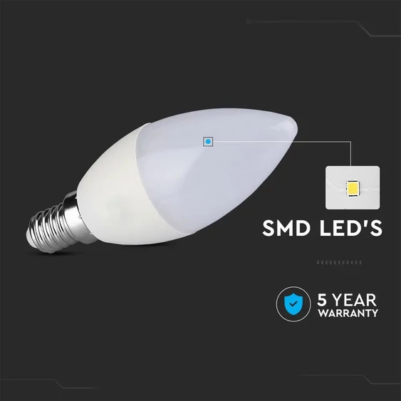 V-TAC 5.5W E14 hideg fehér LED gyertya égő - SKU 173