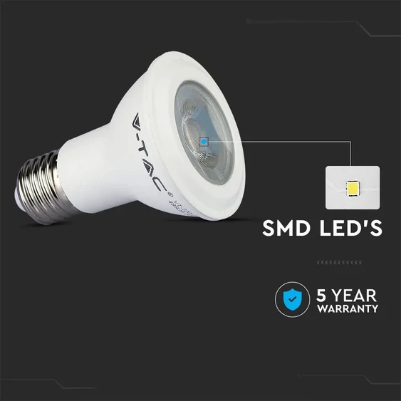 LED Bulb - SAMSUNG CHIP 5.8W E27 PAR20  Plastic 6400K