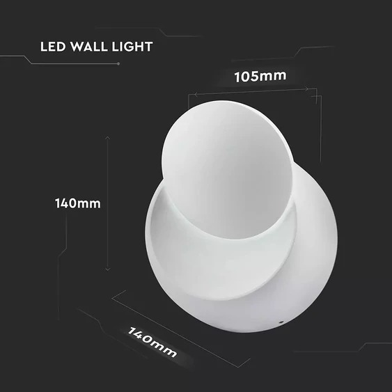 V-TAC 5W beltéri forgatható fali LED lámpa meleg fehér - SKU 7086