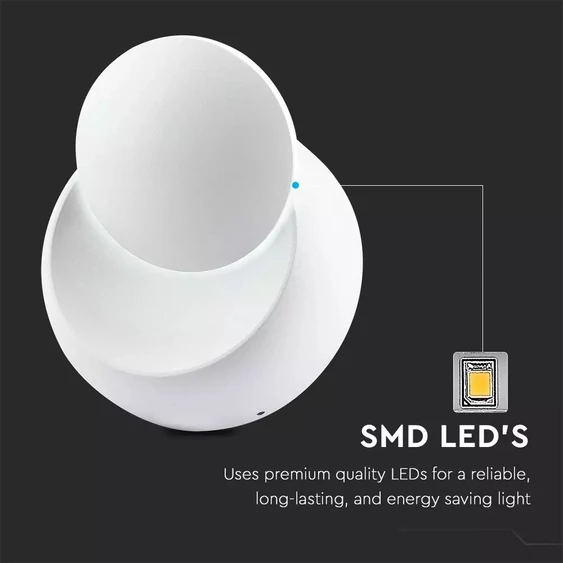 5W Wall Lamp With Bridglux Chip White Body Round 3000K