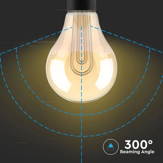 V-TAC 5W borostyán E27 meleg fehér filament LED égő - SKU 2748