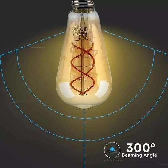 V-TAC 5W borostyán E27 meleg fehér filament LED égő - SKU 7218