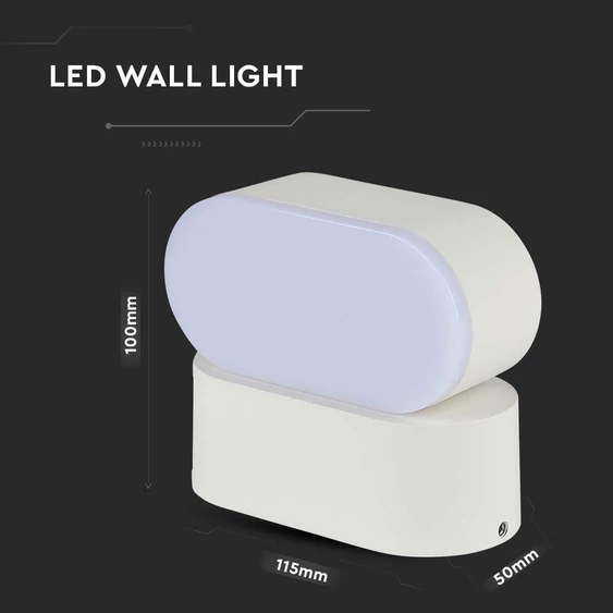 6W LED Wall Light White Body IP65 Movable 3000K
