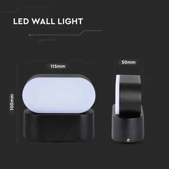 6W LED Wall Light Black Body IP65 Movable 4000K