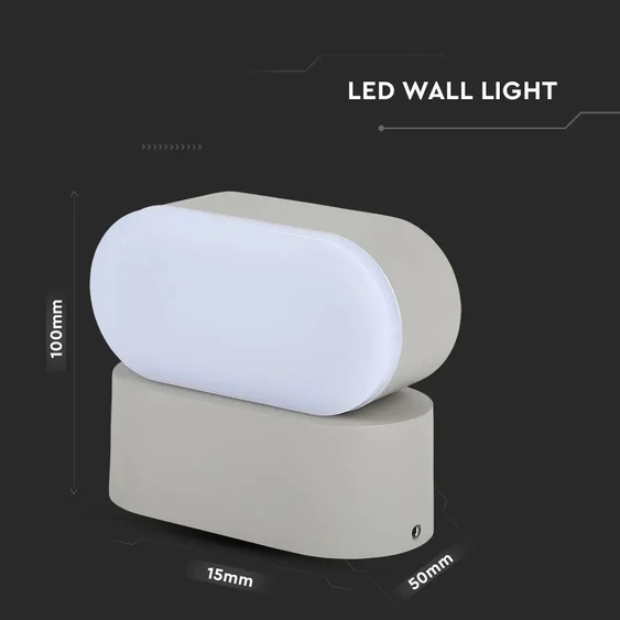 6W LED Wall Light Grey Body IP65 Movable 4000K