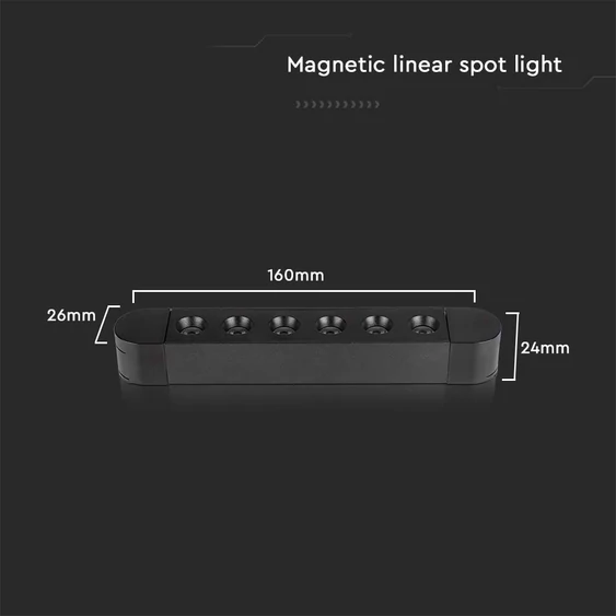 V-TAC 5W spot LED lámpatest Slim 48V mágneses sínhez, hideg fehér - SKU 10235