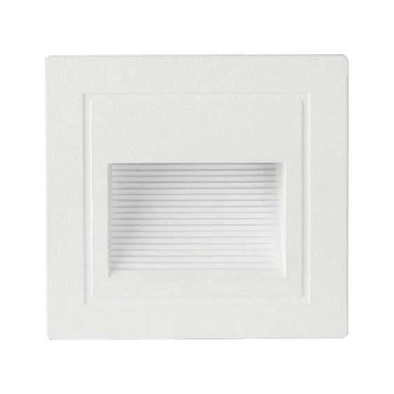 V-TAC 5W süllyeszthető szögletes lépcsővilágítás, 84x84mm, fehér házzal, meleg fehér - SKU 10377