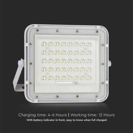 White LED 10W solar floodlight, 6000mAh battery, 6500K, IP65