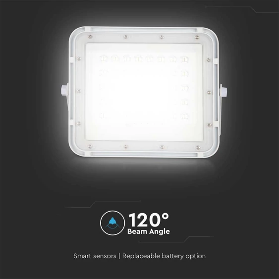 White LED 10W solar floodlight, 6000mAh battery, 6500K, IP65