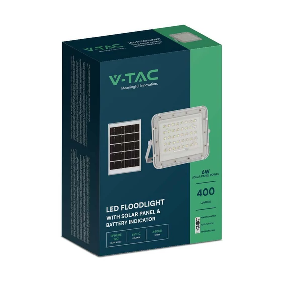 White LED 10W solar floodlight, 6000mAh battery, 4000K, IP65