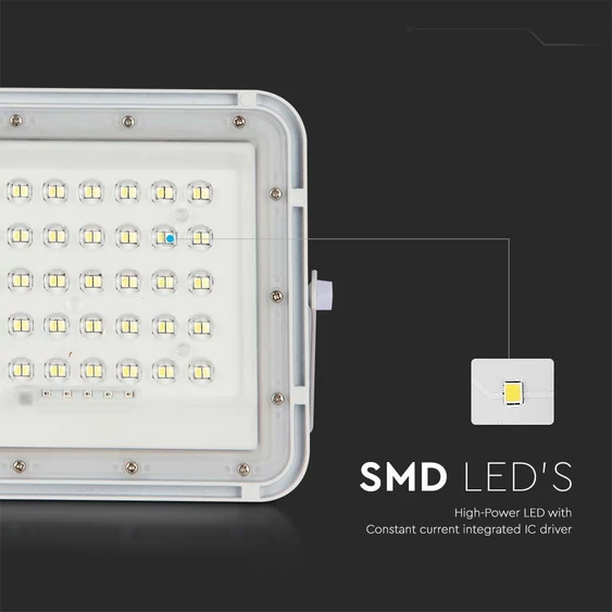 White LED 10W solar floodlight, 6000mAh battery, 4000K, IP65