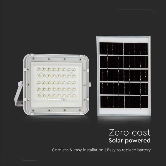 White LED 10W solar floodlight, 6000mAh battery, 4000K, IP65