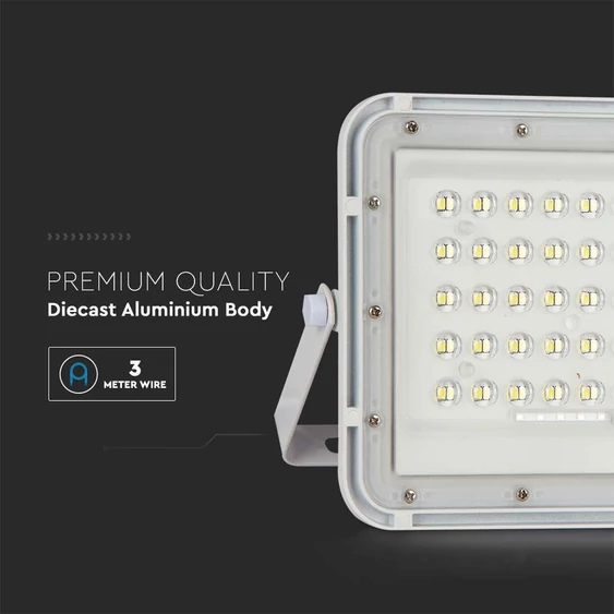 White LED 10W solar floodlight, 6000mAh battery, 4000K, IP65