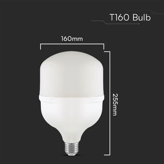 V-TAC 60W E27 hideg fehér T160 LED égő + E27-E40 foglalatadapter - SKU 23577