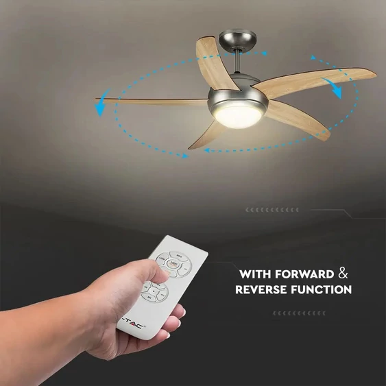 2*E27 LED Ceiling Fan With Light Kit Rf Kontrol 5 Blades 60W AC Motor