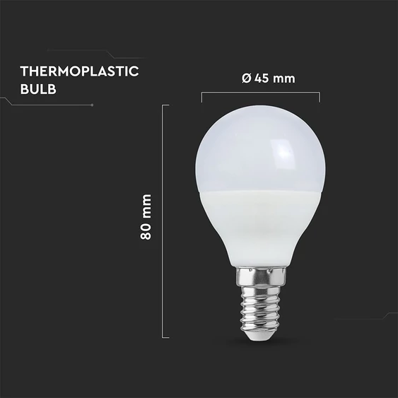 V-TAC 6.5W E14 természetes fehér P45 LED égő - SKU 24019