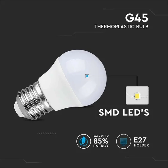 LED Bulb - SAMSUNG CHIP 6.5W E27 G45 Plastic 6000K