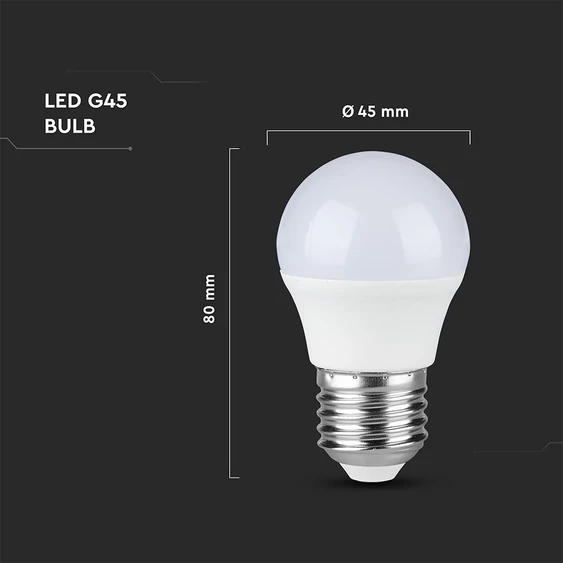 V-TAC 6.5W E27 természetes fehér G45 LED égő - SKU 23879