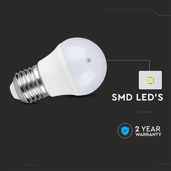 V-TAC 6.5W E27 természetes fehér G45 LED égő - SKU 23879