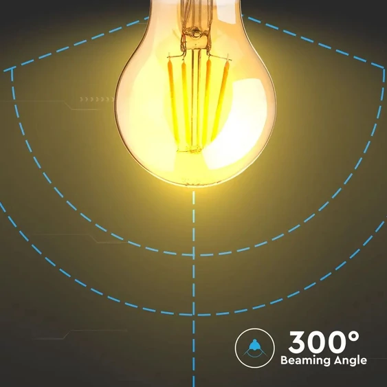V-TAC 6W borostyán E27 meleg fehér filament LED égő - SKU 286