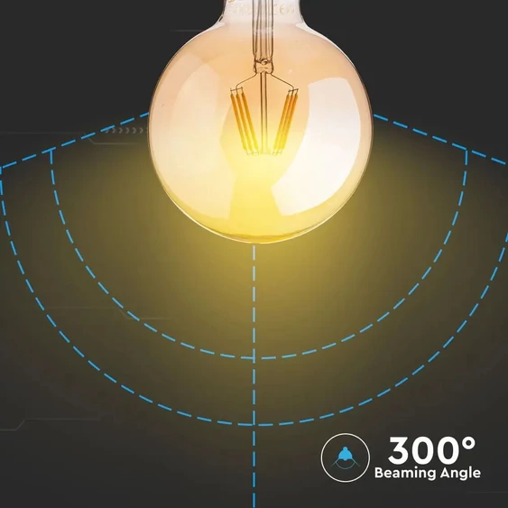 V-TAC 6W borostyán E27 meleg fehér filament LED égő - SKU 291