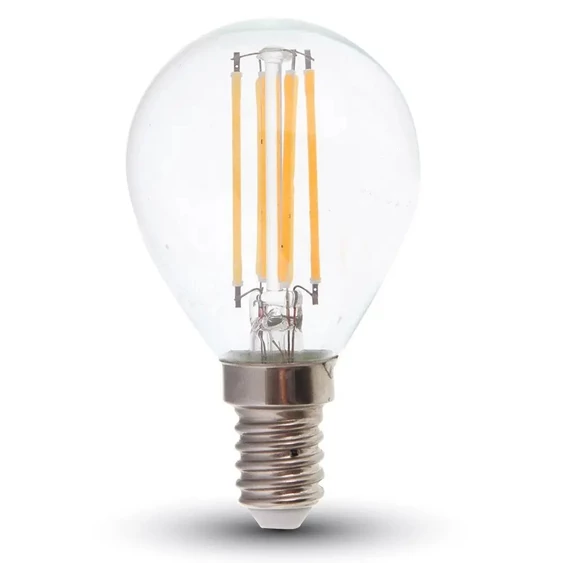 V-TAC 6W E14 meleg fehér filament P45 LED égő, 130 Lm/W - SKU 2854