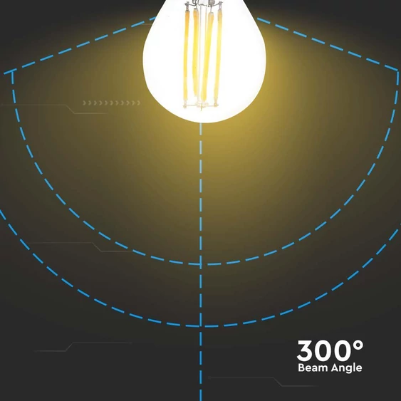 V-TAC 6W E27 természetes fehér filament G45 LED égő, 100 Lm/W - SKU 212843