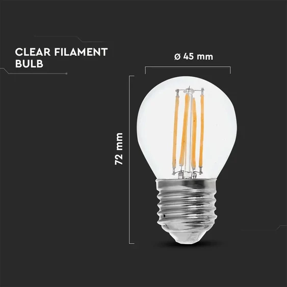 LED Bulb - 6W Filamen E27 G45 Clear Cover 4000K