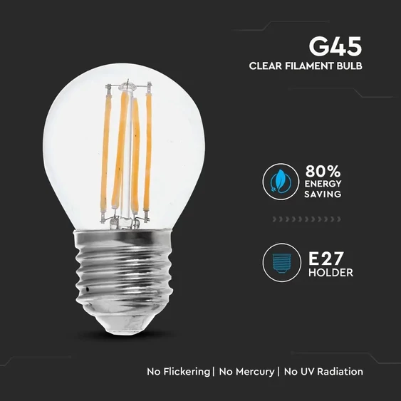 LED Bulb - 6W Filamen E27 G45 Clear Cover 4000K